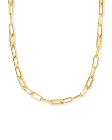 KENDRA SCOTT- Bella Gold Chain Necklace in White CZ